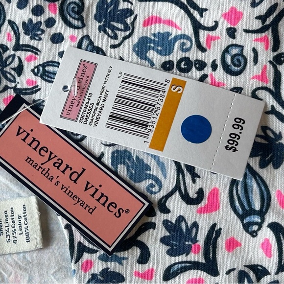 Vineyard Vines Seahorse Short Flutter Sleeve Dress Navy & Pink Size Small - Picture 4 of 11